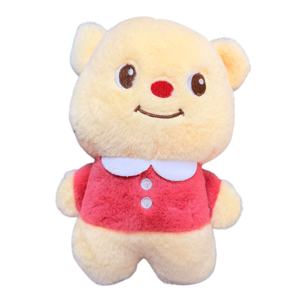 Dear Bei Bei Plush Teddy Bear Cream Red Shirt Peter Pan Collar Soft Toy NWT